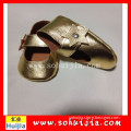 korea quality summer used gold cow leather bow new style baby shoes orthopedic